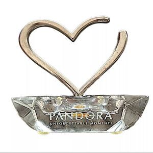 Pandora Silver Open Heart & Crystal Ring Holder